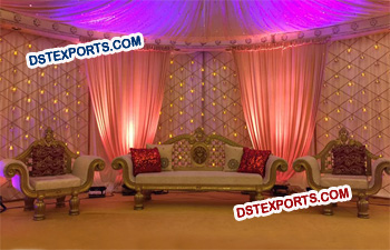 Indian Wooden Carved Wedding Sofa Set