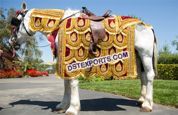 Wedding gold decorated horse costume