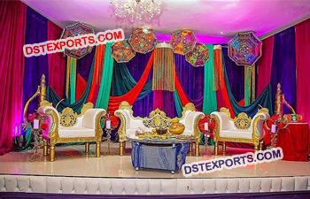 Colorful stage sofa set for muslim wedding