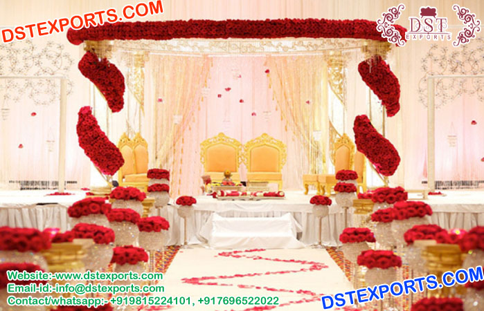 Wedding Crystal Mandap with Flower Decoration