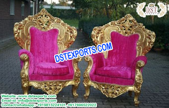 Pink Metal Carved Bride Groom Seater