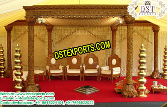 Antique Look Wooden Carved Mandap