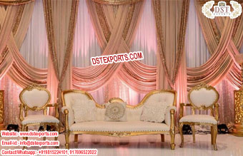 Luxuries Wedding Style White Gold Sofa Set