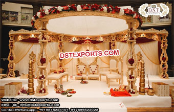 Latest Gujarati Theme Wedding Wooden Mandap