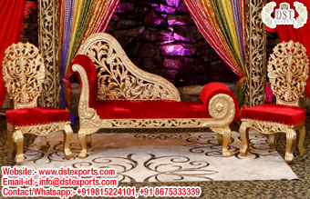 Wedding Throne Red & Gold Furniture Set