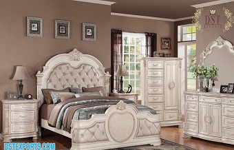 White Italian Carved Bedroom Furniture Set