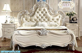 Indian Classic Style Teak Wood Leather Bed