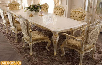Royal & Luxury Baroque Wood Carving Dining Set