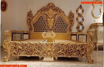 Baroque Style Hand Carved Double Bed Set