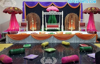 Traditional Indian Style Mehndi Stage Setup