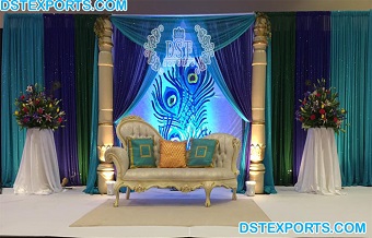 Peacock Theme Wedding Reception Backdrop Curtains