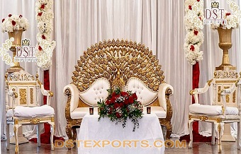 Wedding Stage Peacock Carved Sofa Set