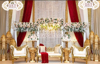 Classy Golden Touch Wedding Stage Furniture