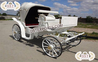 Vintage White Horse Drawn Carriage For Sale