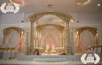Wedding Triple Pillars Raj Mahal Mandap Setup